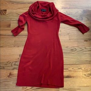 Red Cowl Neck Sweater Dress